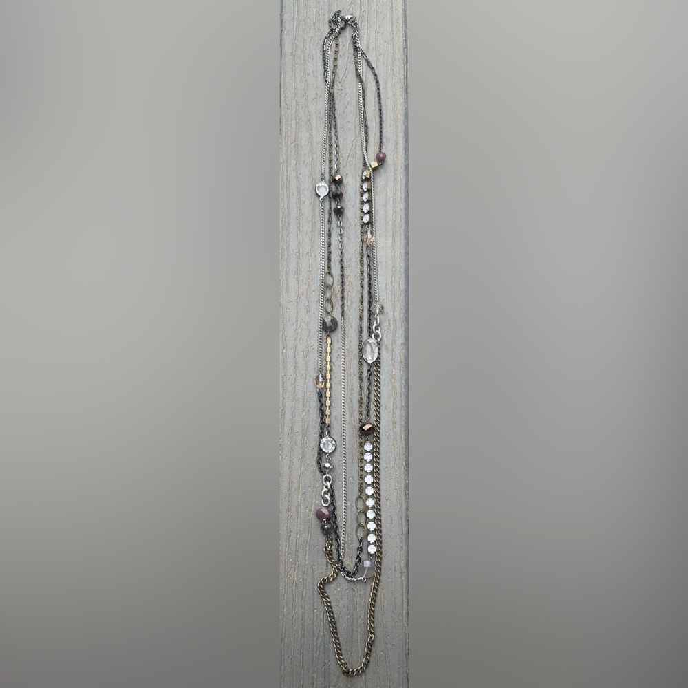 Layered Multi-Chain Necklace with Accent Beads